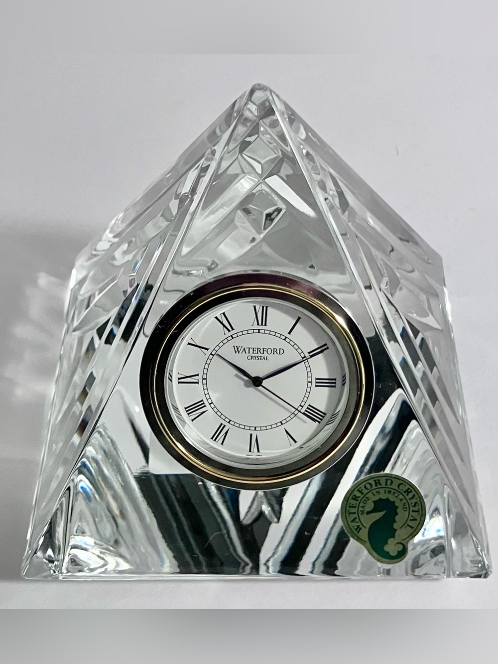 WATERFORD Pyramid Clock / FINE IRISH CRYSTAL / Original Box & Papers / RARE